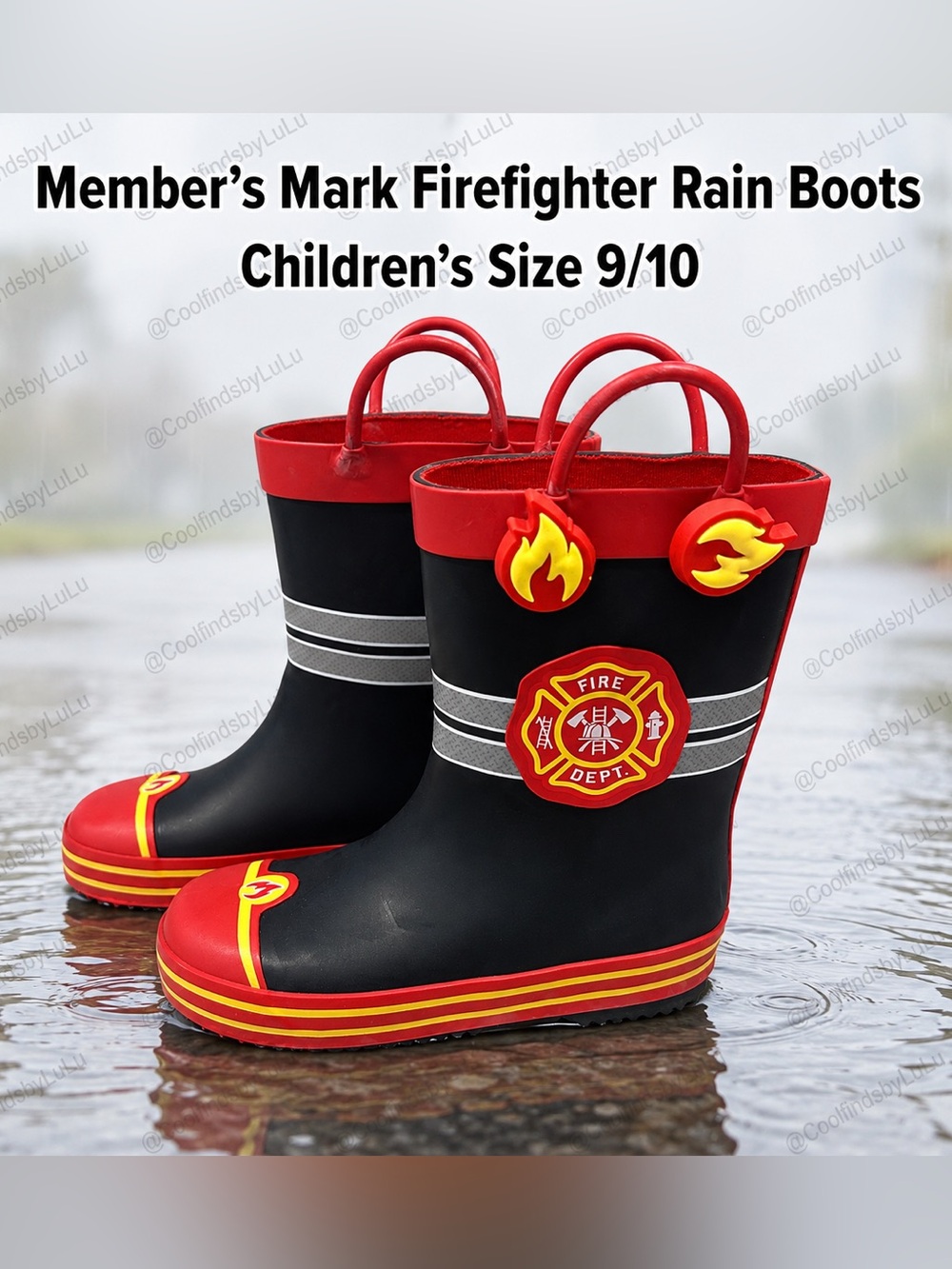 Member’s Mark Firefighter Rain Boots – Children’s Size 9/10